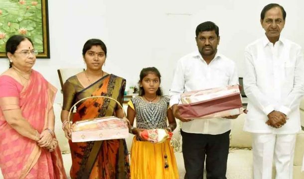 Telangana Girl With No Name Meets KCR Gets One After 9 Years 610x360 1