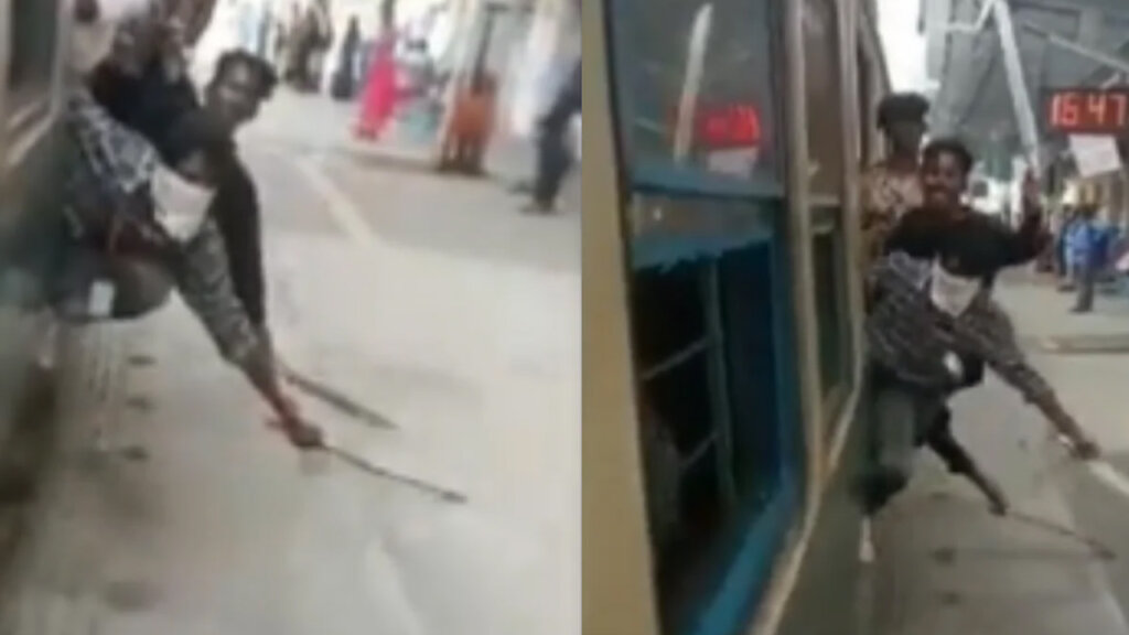 college students sword in train 1