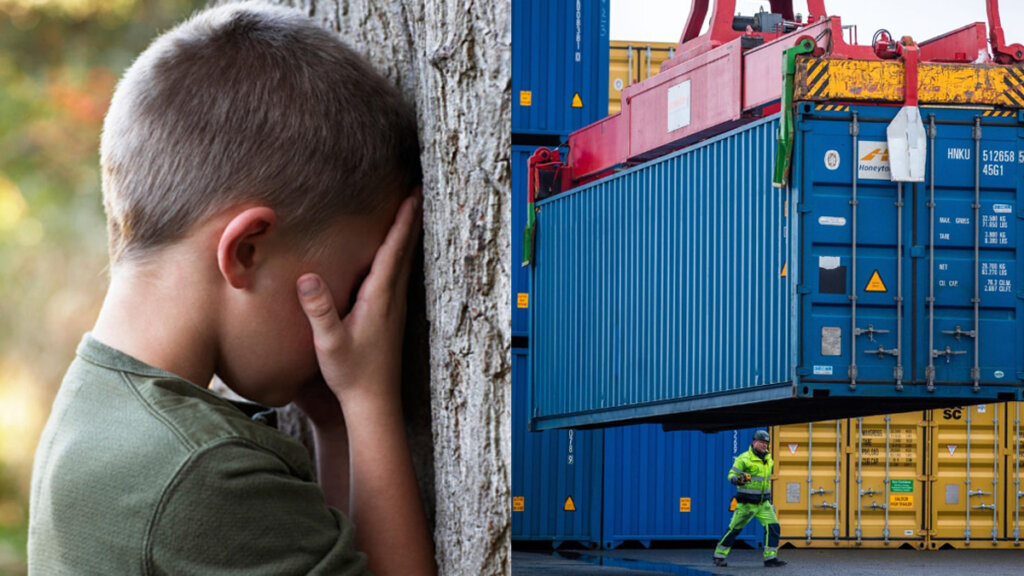 kid in container